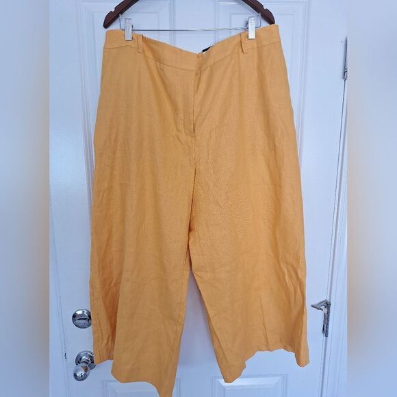 Worthhington yellow linen wide leg grop pants size 18W - Picture 1 of 9